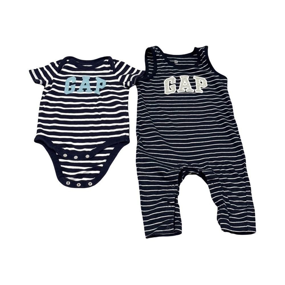 GAP Striped Navy and White Bodysuit Set Of 2